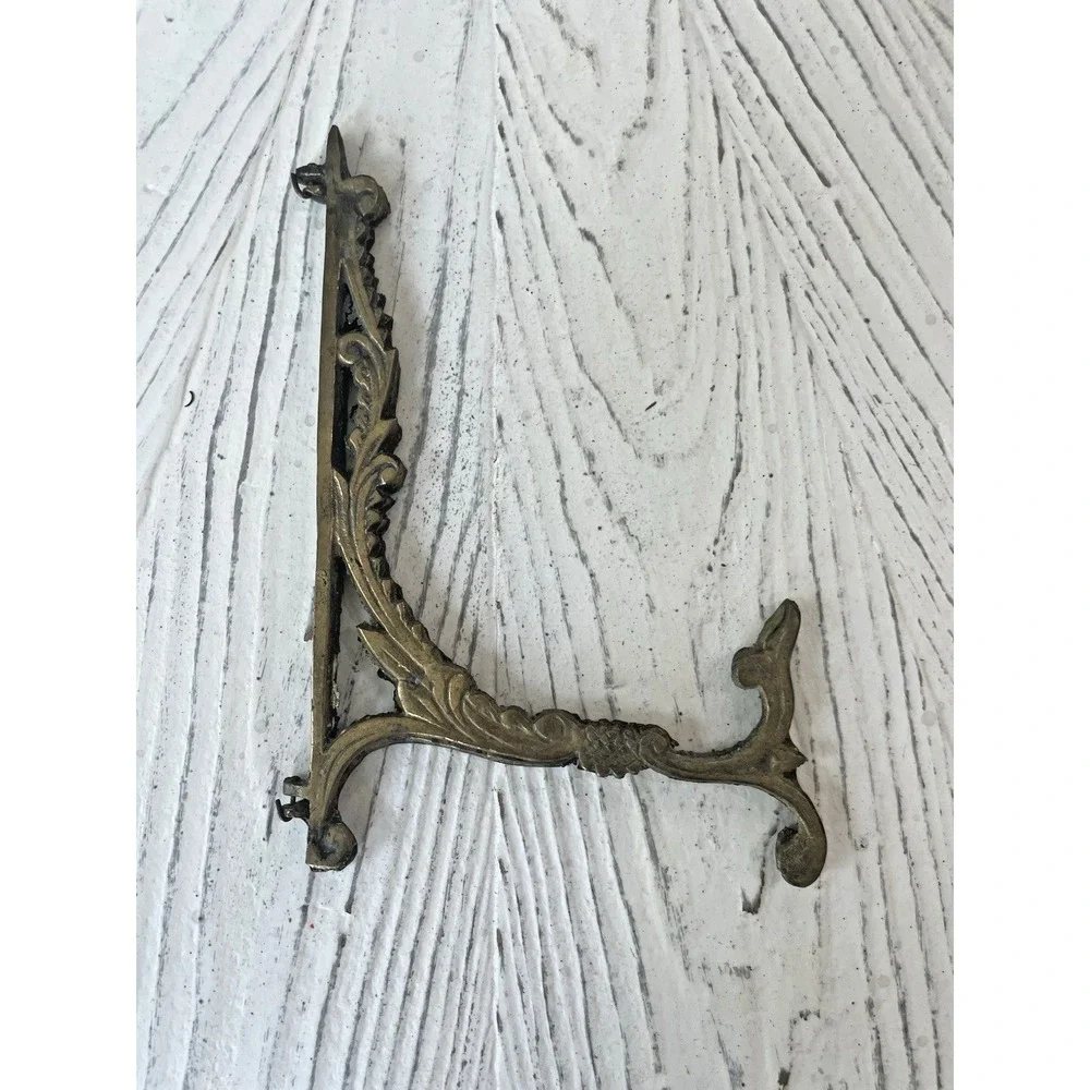 Vtg Lg Ornate Brass Scroll Folding Easel Plate Picture Art Stand 8